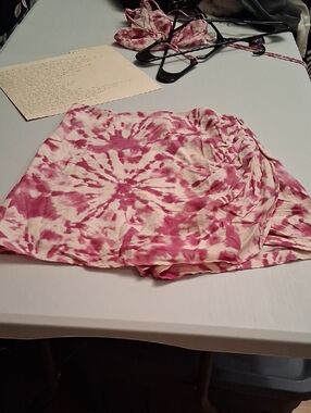 Zara Pink and Cream Tie-Dye Wrap Mini Skirt